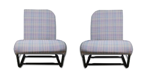 Sitzbezug vorne links und rechts blau Kritzel (Gris Ecossais) asymmetrisch